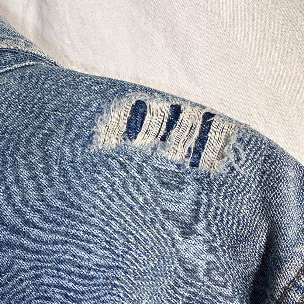 MADEWELL XXS Distressed Jean Jacket Medium Wash Denim C5791 Cotton Trucker - Picture 6 of 10